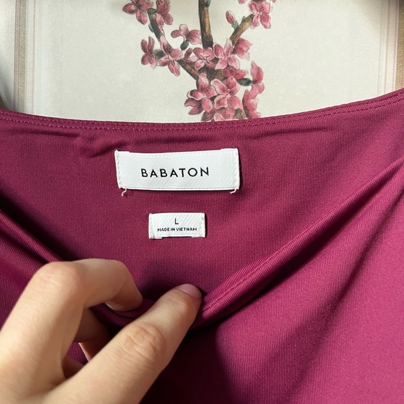 NWT Babaton Square Neck Body Contour Mini Dress Grapevine Large - Picture 4 of 5